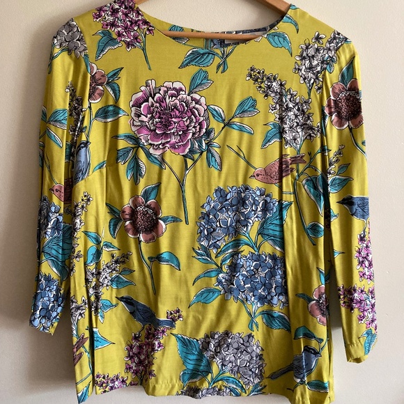 Boden Tops - Boden Silk Blend Botanical Print Blouse